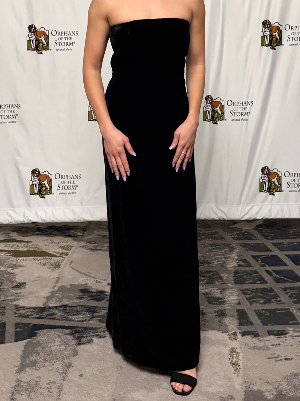 Ann Taylor Black Strapless Floor Length Gown